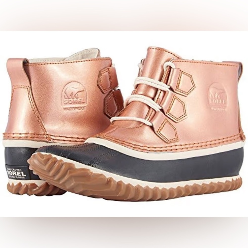 Limited Edition Sorel Rose Gold Out ‘n About Rain Boots (NWT)